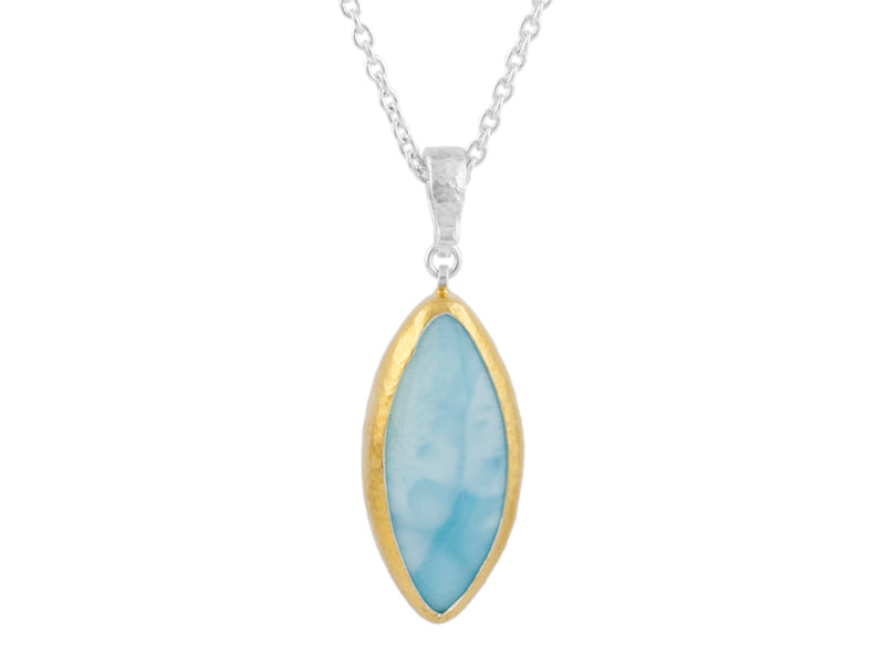 GURHAN, GURHAN Galapagos Sterling Silver Pendant Necklace, Larimar, Gold Accents