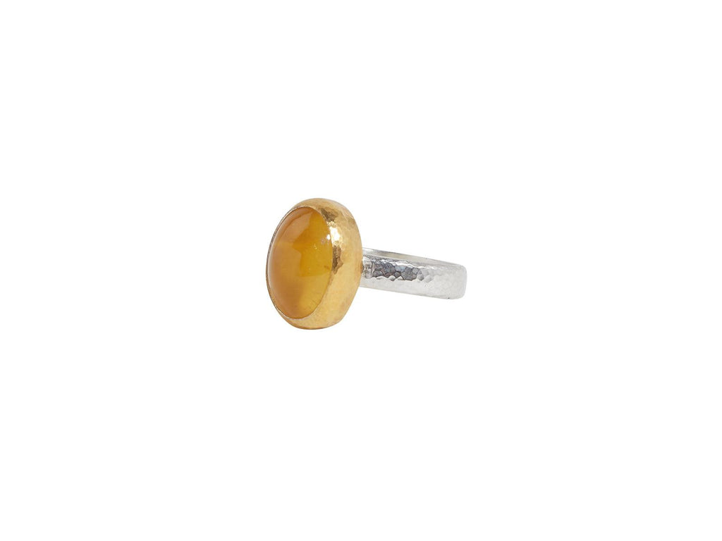 GURHAN, GURHAN Galapagos Sterling Silver Sapphire Cocktail Ring, 14x10mm Oval Stone, Gold Accents