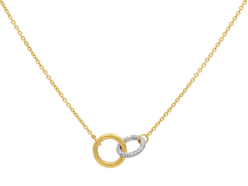 GURHAN, GURHAN Geo Gold Pendant Necklace, Double Interlock, Diamond Pave