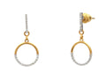 GURHAN, GURHAN Geo Gold Post Drop Earrings, Open Round, with Diamond Pave