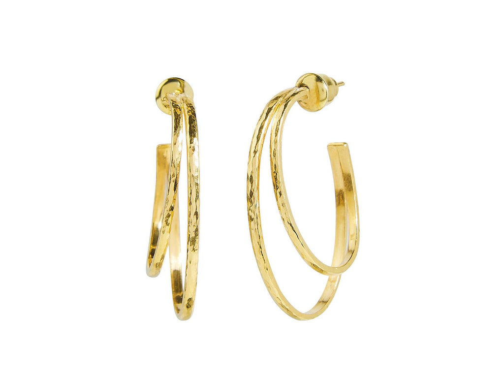 GURHAN, GURHAN Geo Gold Post Hoop Earrings, Double Oval, No Stone