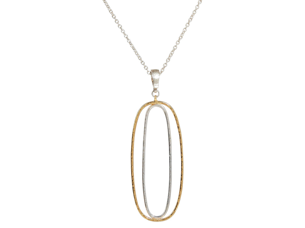GURHAN, GURHAN Geo Sterling Silver Pendant Necklace, Double Oval, Gold Accents