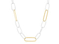 GURHAN, GURHAN Geo Sterling Silver Link Long Necklace, Mixed Oval, No Stone, Gold Accents
