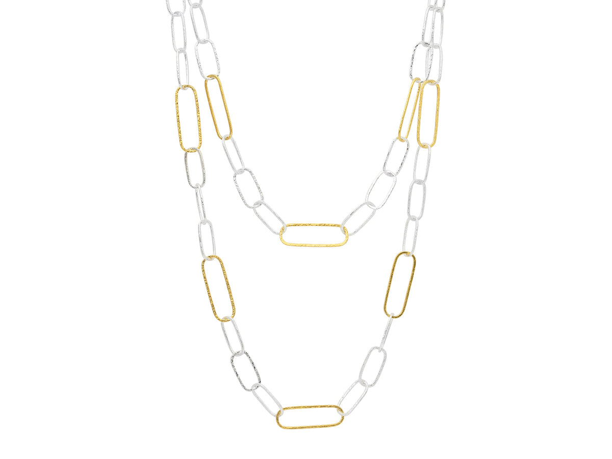 GURHAN, GURHAN Geo Sterling Silver Long Necklace, Mixed Oval, 36" Long, with No Stone & Gold Accents