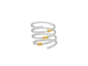 GURHAN, GURHAN Geo Sterling Silver Band Ring, Coil, Gold Accents