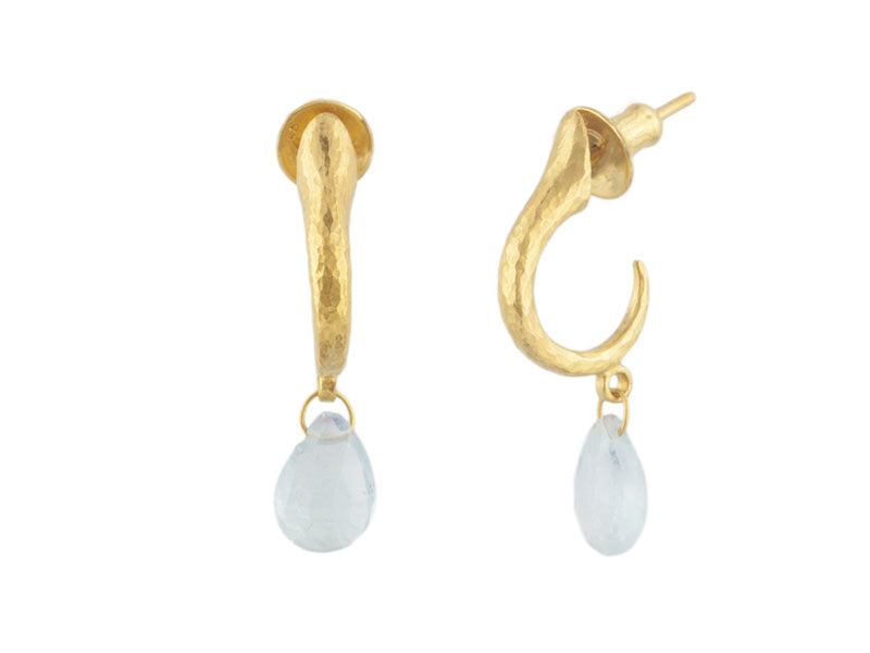 GURHAN, GURHAN Dew Hue Gold Charm Earrings,  with Aquamarine