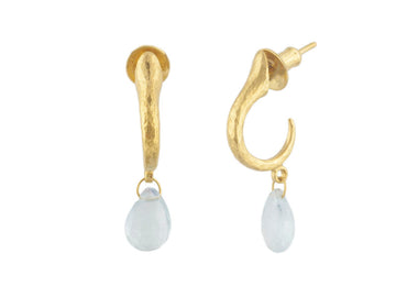 GURHAN, GURHAN Dew Hue Gold Charm Earrings,  with Aquamarine