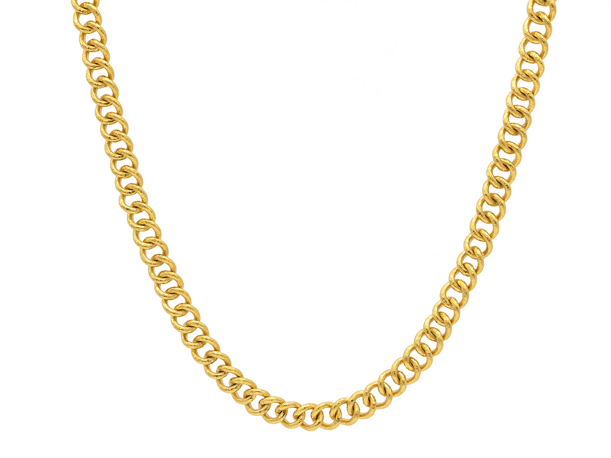 GURHAN, GURHAN Hoopla Gold Link Necklace, Small Twisted Round, with Diamond on Clasp