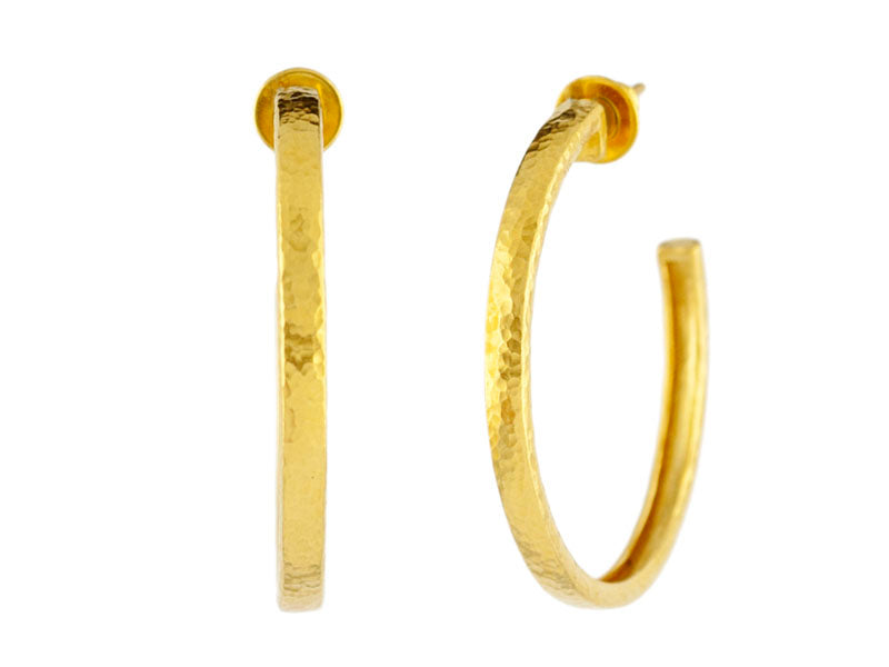GURHAN, GURHAN Hoopla Gold Post Hoop Earrings, 1.35" Round, with No Stone