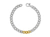 GURHAN, GURHAN Hoopla Sterling Silver All Around Link Bracelet, Small Cuban Links, No Stone, Gold Accents