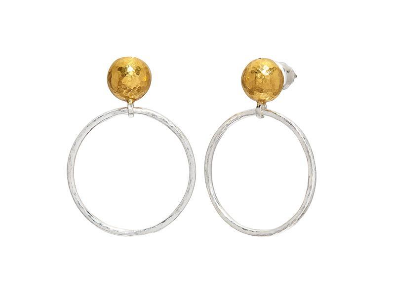 GURHAN, GURHAN Hoopla Sterling Silver Front Hoop Drop Earrings, Large Round, with No Stone & Gold Accents