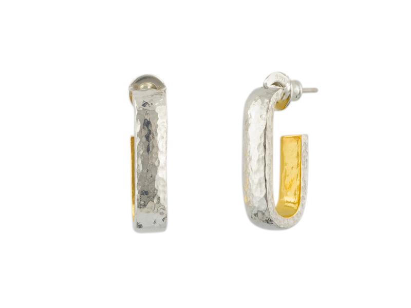 GURHAN, GURHAN Hoopla Sterling Silver Hoop Earrings,  with No Stone & Gold Accents