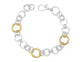 GURHAN, GURHAN Hoopla Sterling Silver All Around Link Bracelet, Round Mixed, No Stone, Gold Accents