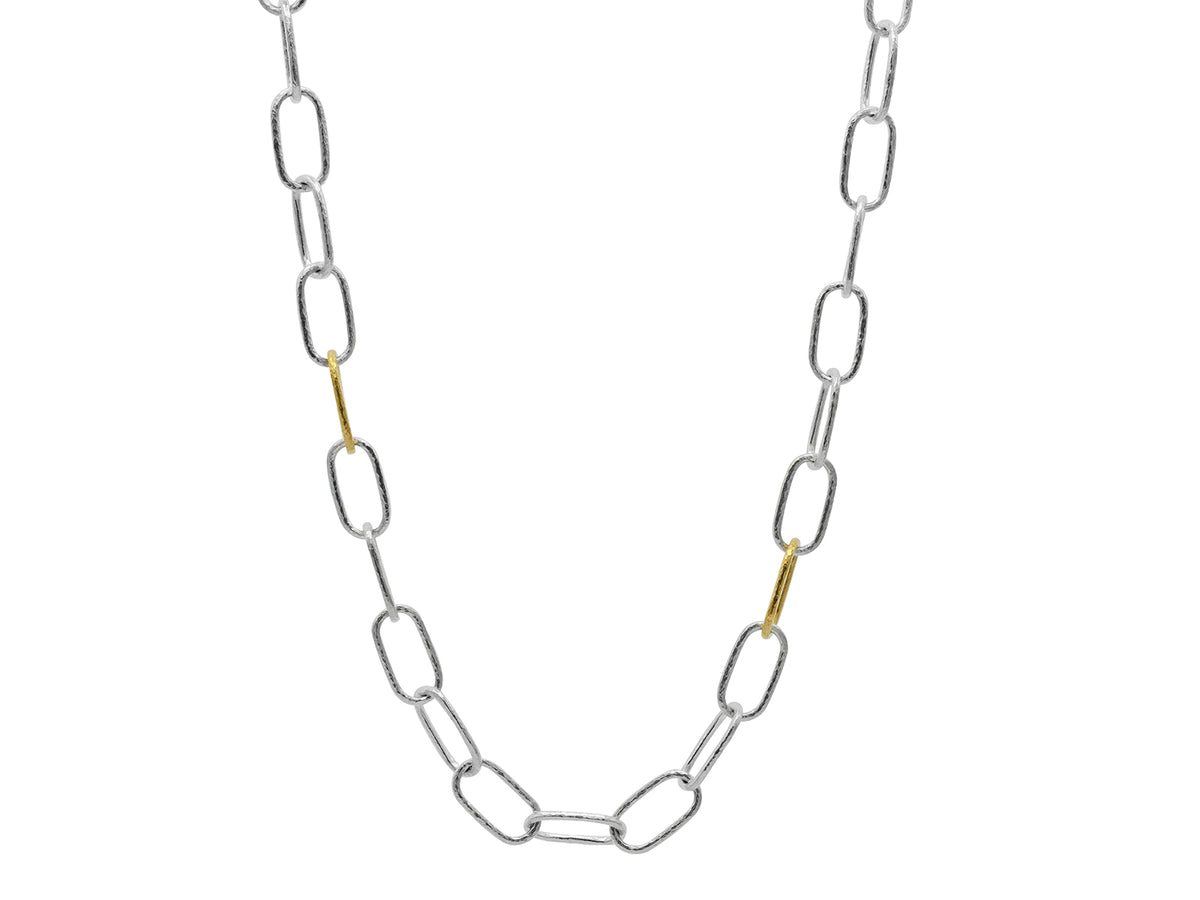 GURHAN, GURHAN Hoopla Sterling Silver Long Necklace, 13.5mm Oval, No Stone, Gold Accents