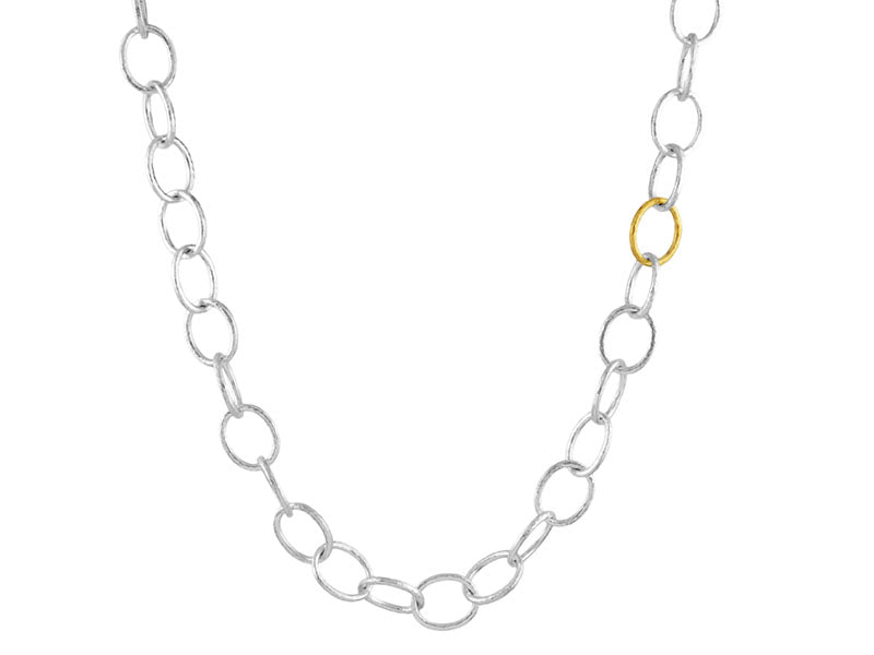 GURHAN, GURHAN Hoopla Sterling Silver Short Necklace, with No Stone & Gold Accents