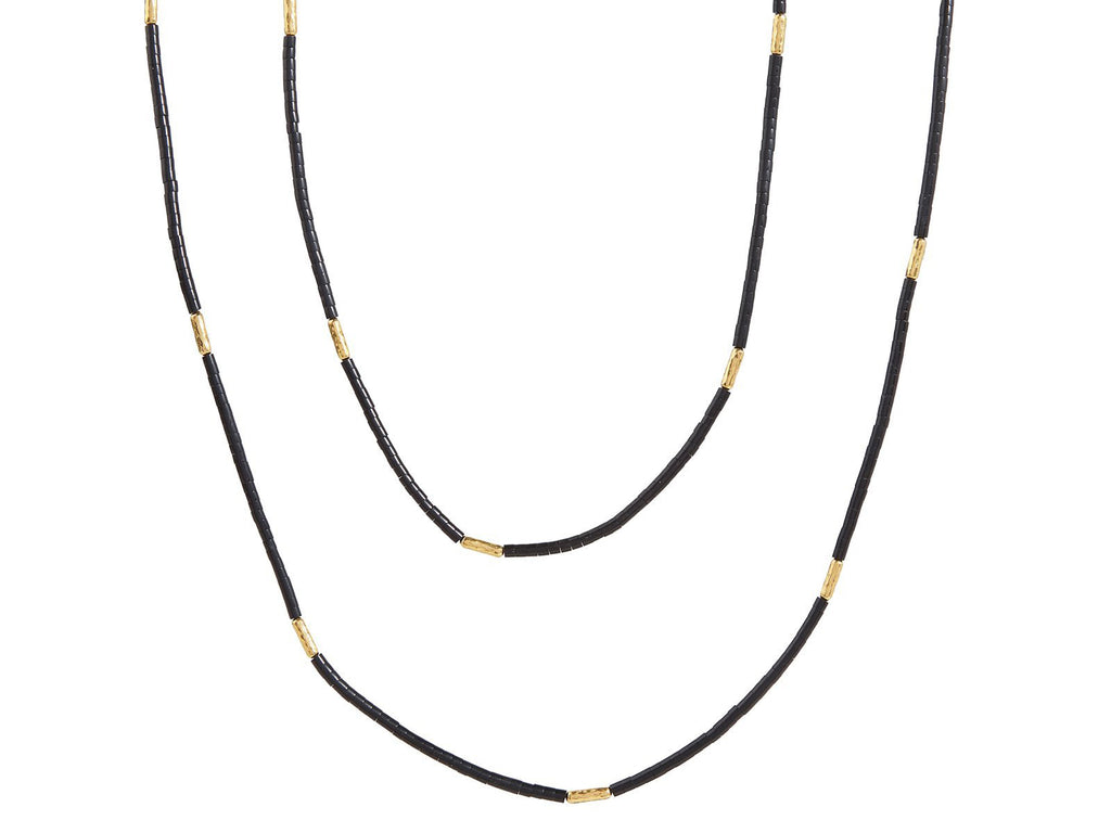GURHAN, GURHAN Jet Set Gold Single-Strand Long Necklace, 36" Long, Jet Beads