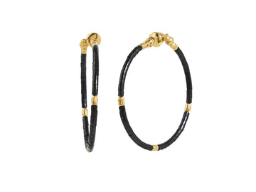 GURHAN, GURHAN Jet Set Gold Beaded Hoop Earrings, 35mm Round