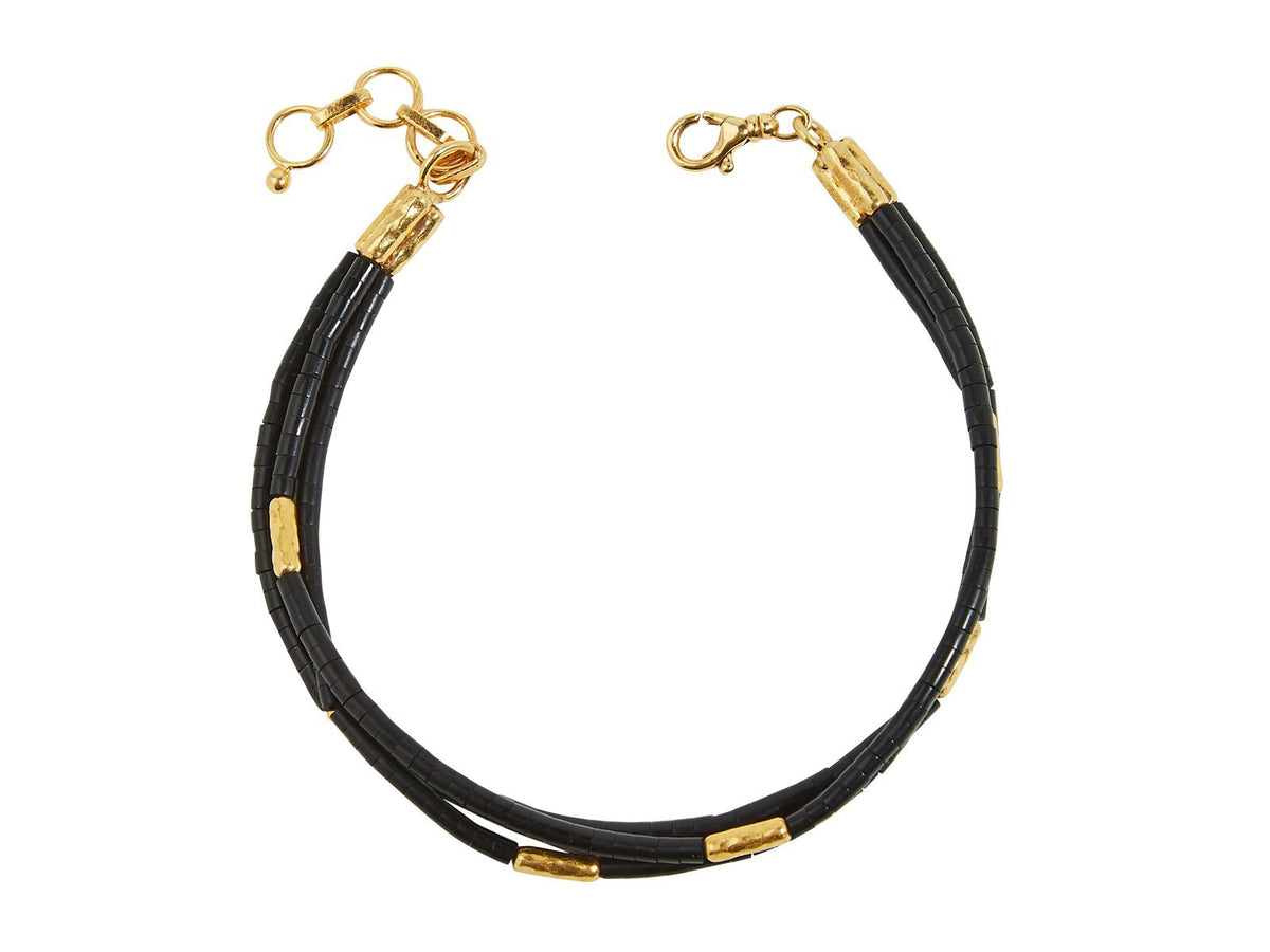 GURHAN, GURHAN Jet Set Gold Beaded Multi-Strand Bracelet, Triple, Jet Beads