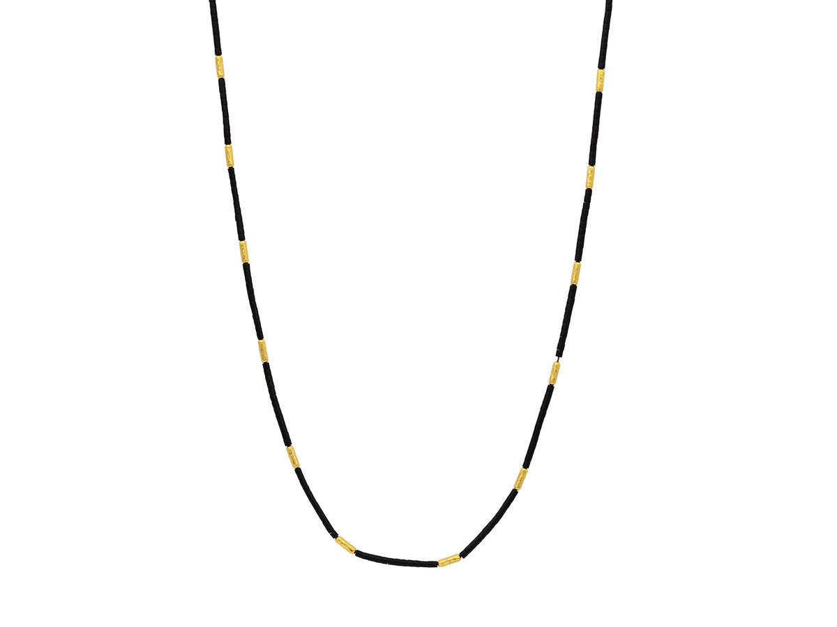 GURHAN, GURHAN Jet Set Gold Single Strand Short Necklace, 18" Long, with Jet Beads