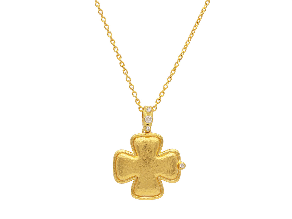 GURHAN, GURHAN Locket Gold Cross Pendant Necklace, 35mm, with Diamond