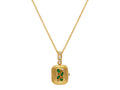 GURHAN, GURHAN Locket Gold Rectangle Pendant Necklace, 31x17mm, Clustered Stones, Emerald and Diamond