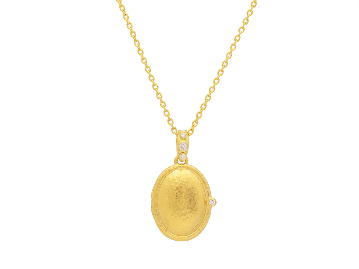 GURHAN, GURHAN Locket Gold Oval Pendant Necklace, 36x21mm, with Diamond Accents