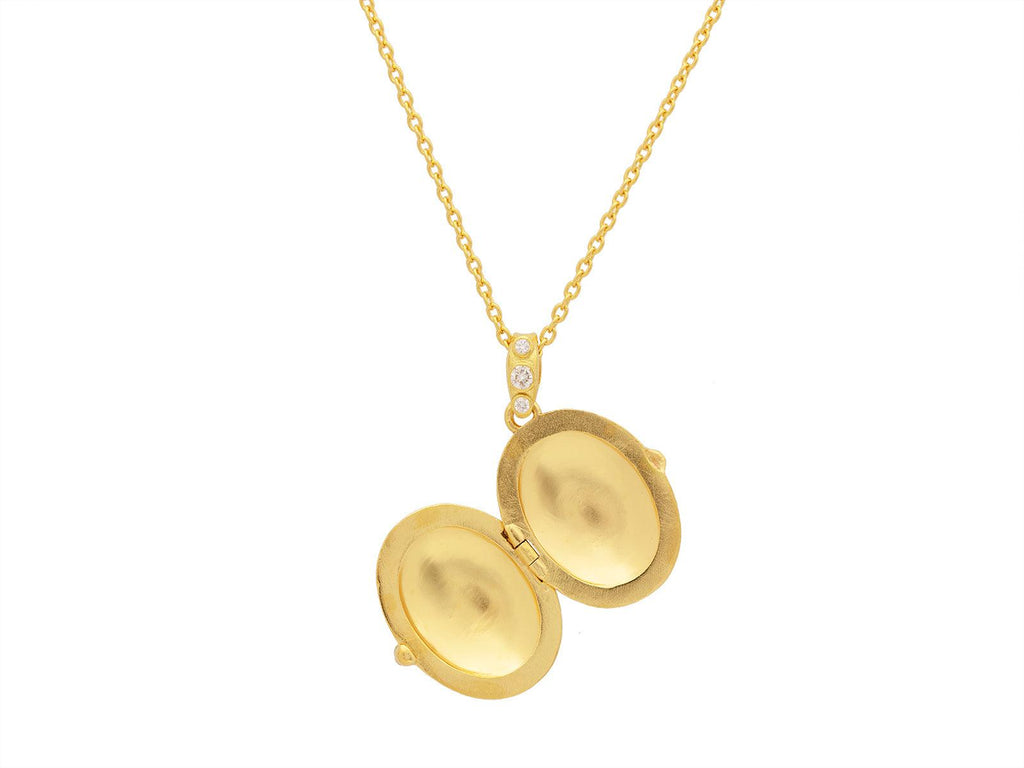 GURHAN, GURHAN Locket Gold Pendant Necklace, 36x21mm Oval