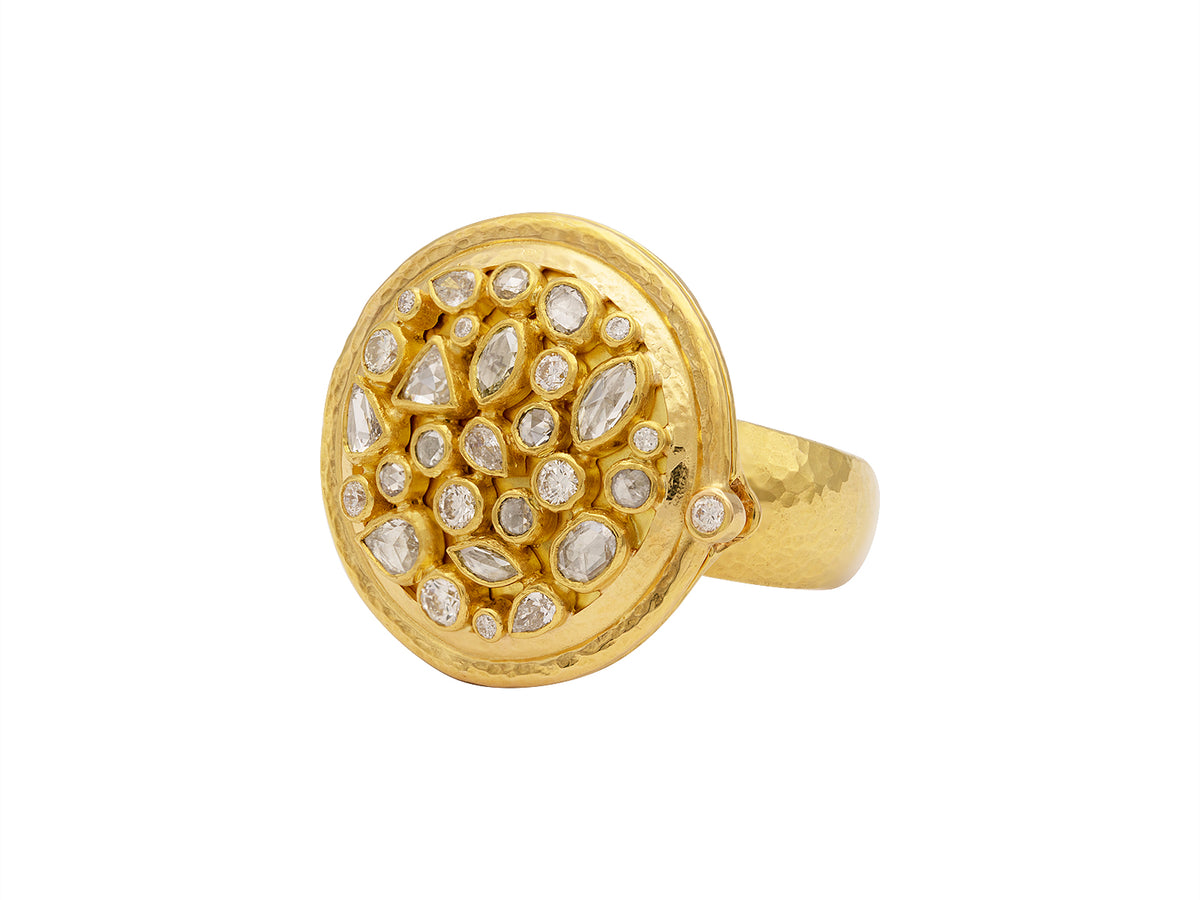 GURHAN, GURHAN Locket Gold Stone Cocktail Ring, Round, with Diamond