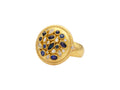GURHAN, GURHAN Locket Gold Stone Cocktail Ring, 24mm Round, with Sapphire and Diamond