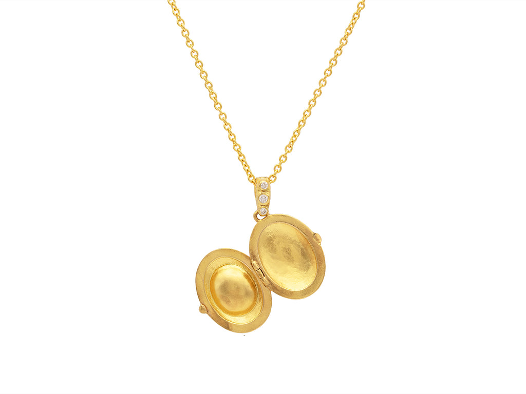 GURHAN, GURHAN Locket Gold Pendant Necklace, 15.5mm Oval, with Tourmaline and Diamond