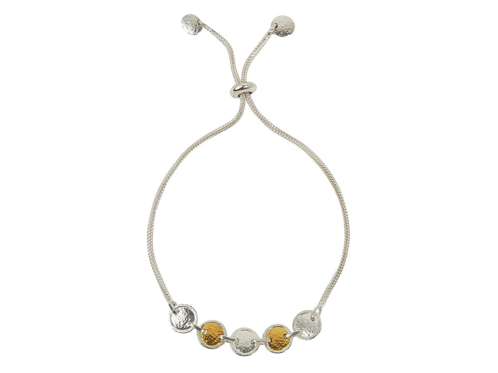 GURHAN, GURHAN Lush Sterling Silver Adjustable Single-Strand Bracelet, Small Round Flakes, Gold Accents