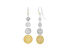 GURHAN, GURHAN Lush Sterling Silver Long Drop Earrings, Graduated Flakes on Wire Hook, No Stone, Gold Accents
