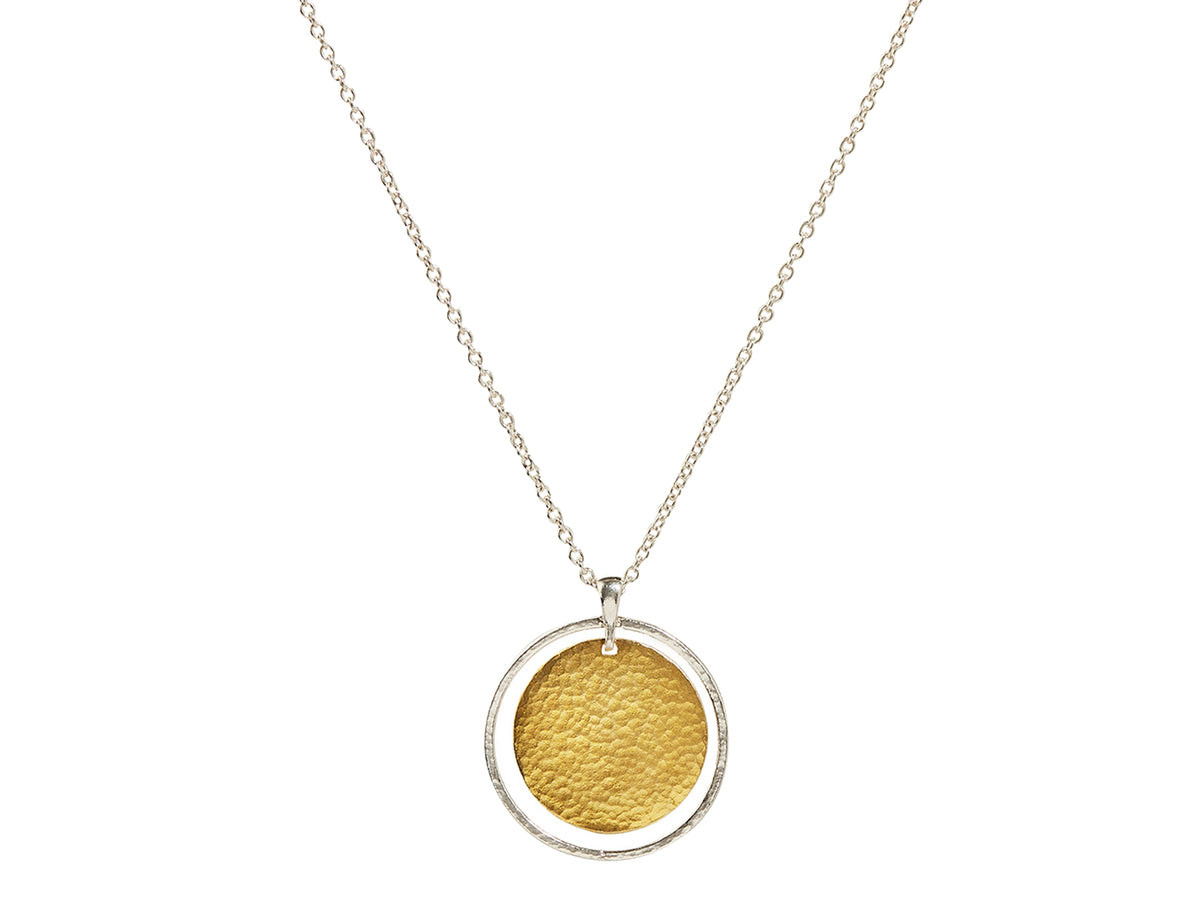 GURHAN, GURHAN Lush Sterling Silver Pendant Necklace, 25mm Round, No Stone, Gold Accents