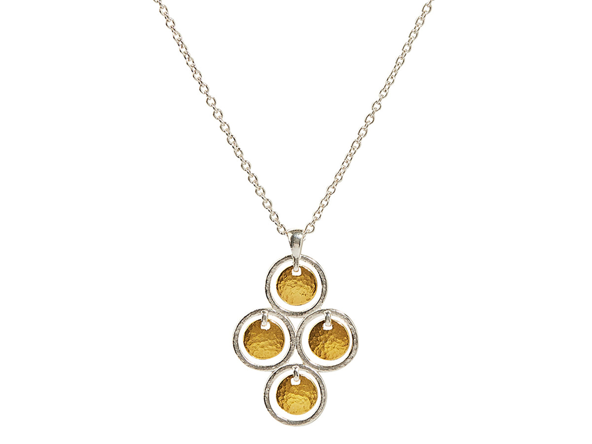 GURHAN, GURHAN Lush Sterling Silver Pendant Necklace, Cross Shape, with No Stone & Gold Accents