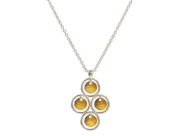 GURHAN, GURHAN Lush Sterling Silver Pendant Necklace, Cross Shape, Gold Accents