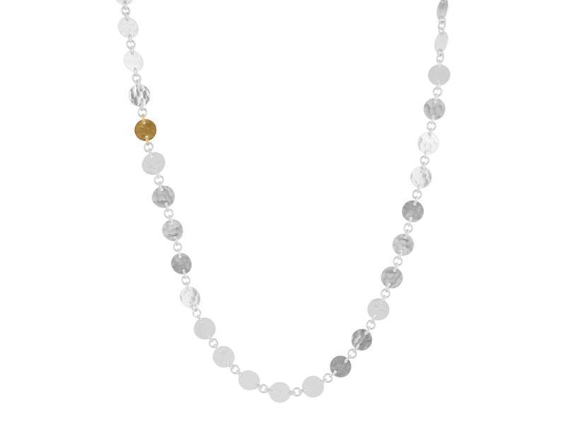GURHAN, GURHAN Lush Sterling Silver Single-Strand Short Necklace, 7mm Round Flakes, Gold Accents