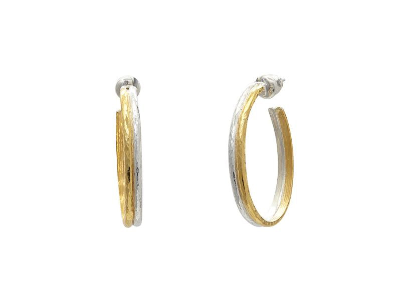 GURHAN, GURHAN Mango Sterling Silver Hoop Earrings, Narrow, with No Stone & Gold Accents