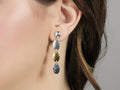 GURHAN, GURHAN Mango Sterling Silver Long Drop Earrings, Triple Oval Flakes on Post Top, with No Stone & Gold Accents