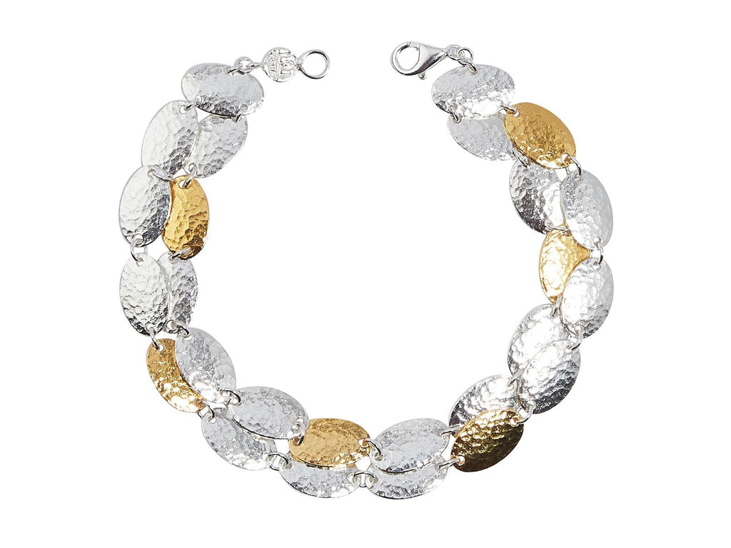 GURHAN, GURHAN Mango Sterling Silver All Around Multi-Strand Bracelet, Oval Flakes, Gold Accents