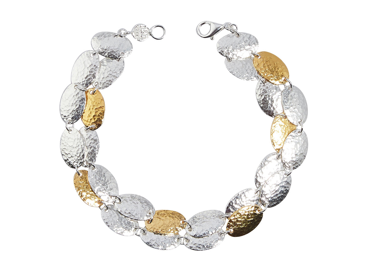 GURHAN, GURHAN Mango Sterling Silver All Around Multi-Strand Bracelet, Oval Flakes, with No Stone & Gold Accents