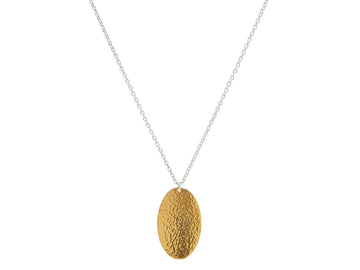 GURHAN, GURHAN Mango Sterling Silver Pendant Necklace, 32x20mm Oval Flake, Gold Accents