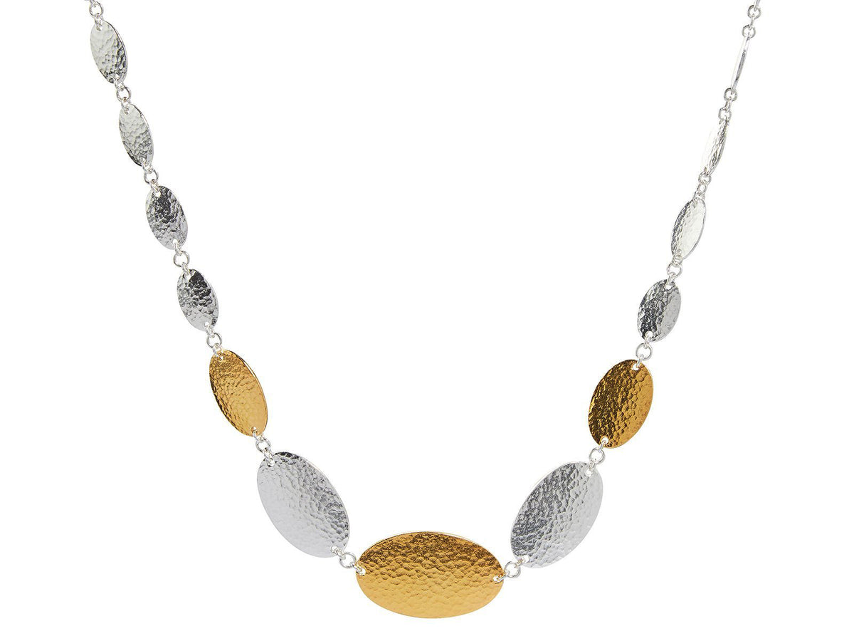 GURHAN, GURHAN Mango Sterling Silver Single Strand Short Necklace, Graduated Oval, with No Stone & Gold Accents