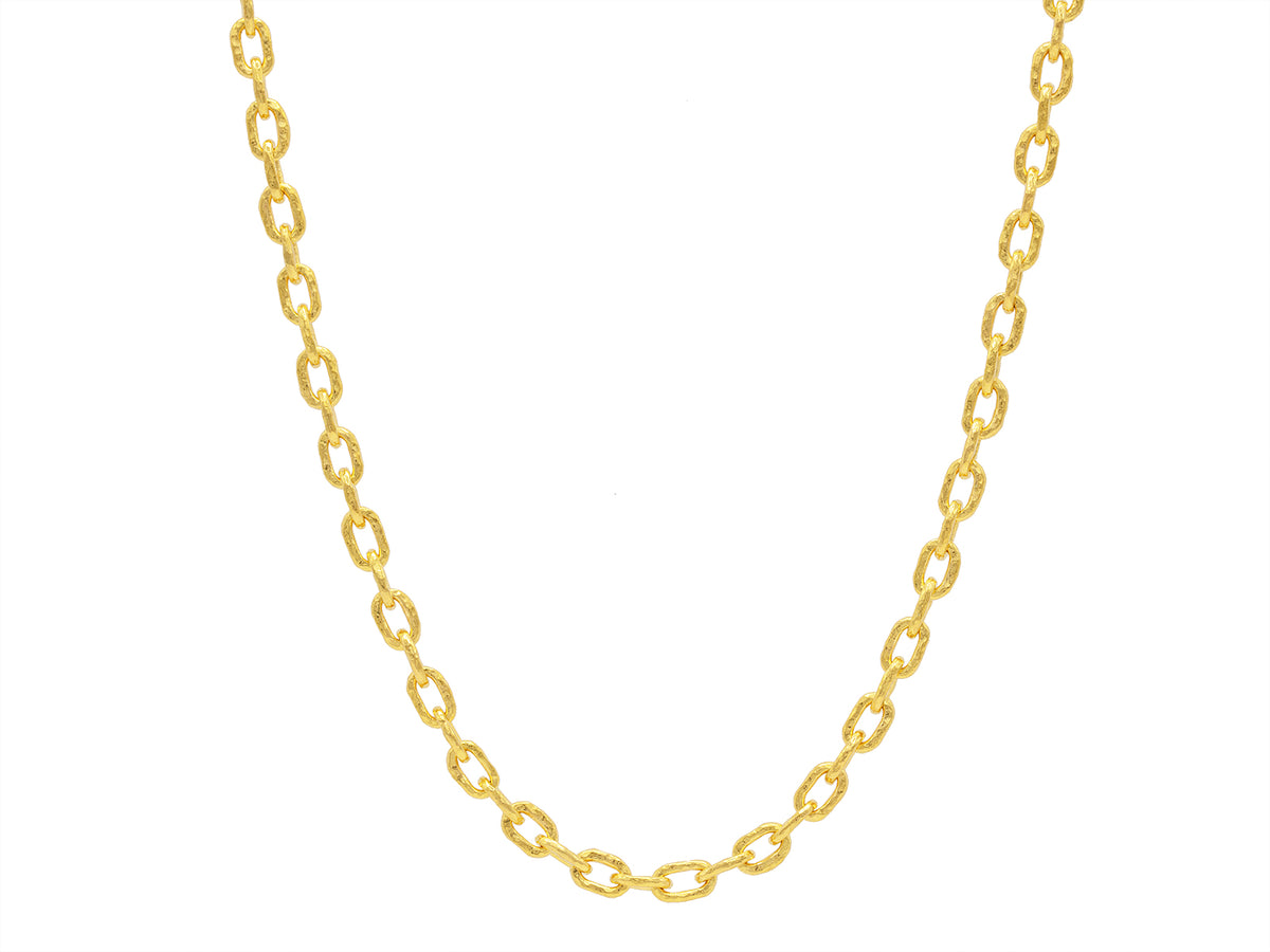 GURHAN, GURHAN Mens Gold Link Long Necklace, 5.5mm Oval, 24" Long, with No Stone