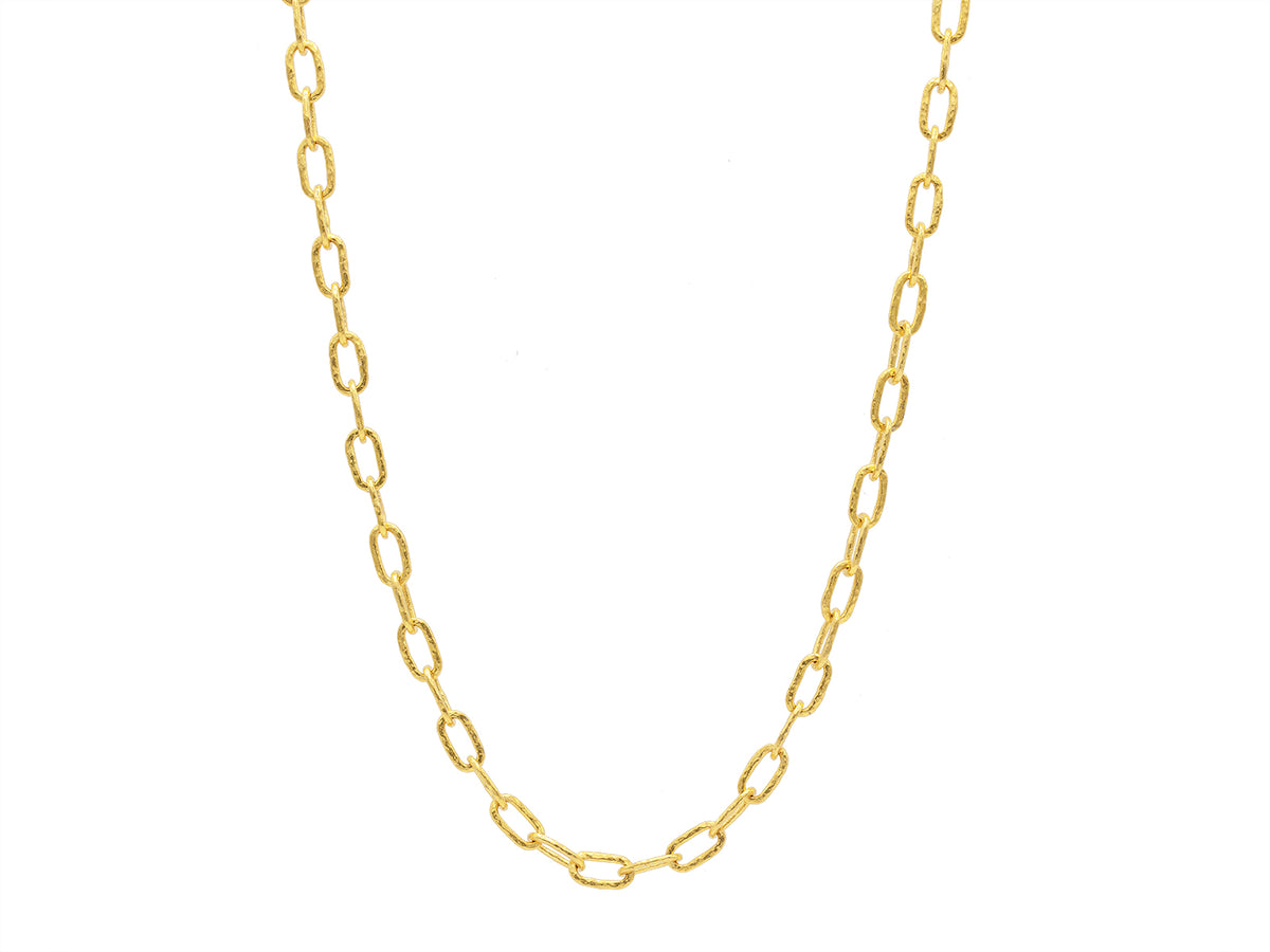 GURHAN, GURHAN Mens Gold Link Short Necklace, 9mm Oval, 18" Long, with No Stone