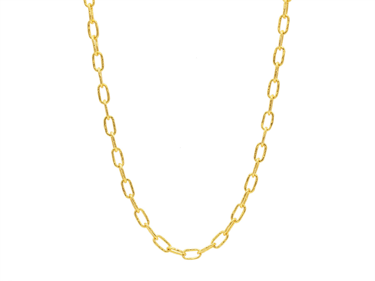 GURHAN, GURHAN Mens Gold Link Short Necklace, 9mm Oval, 20" Long, with No Stone