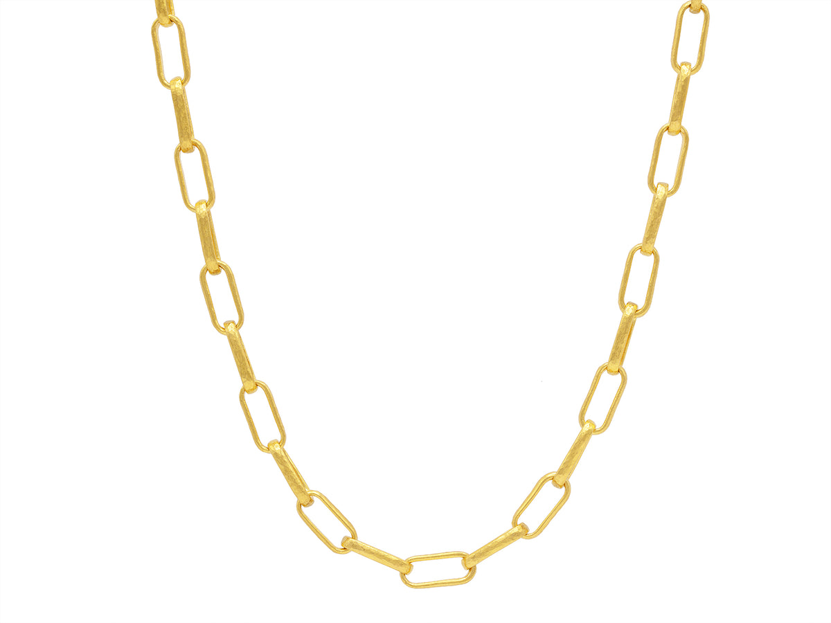 GURHAN, GURHAN Mens Gold Link Short Necklace, 12mm Oval, 20" Long, with No Stone
