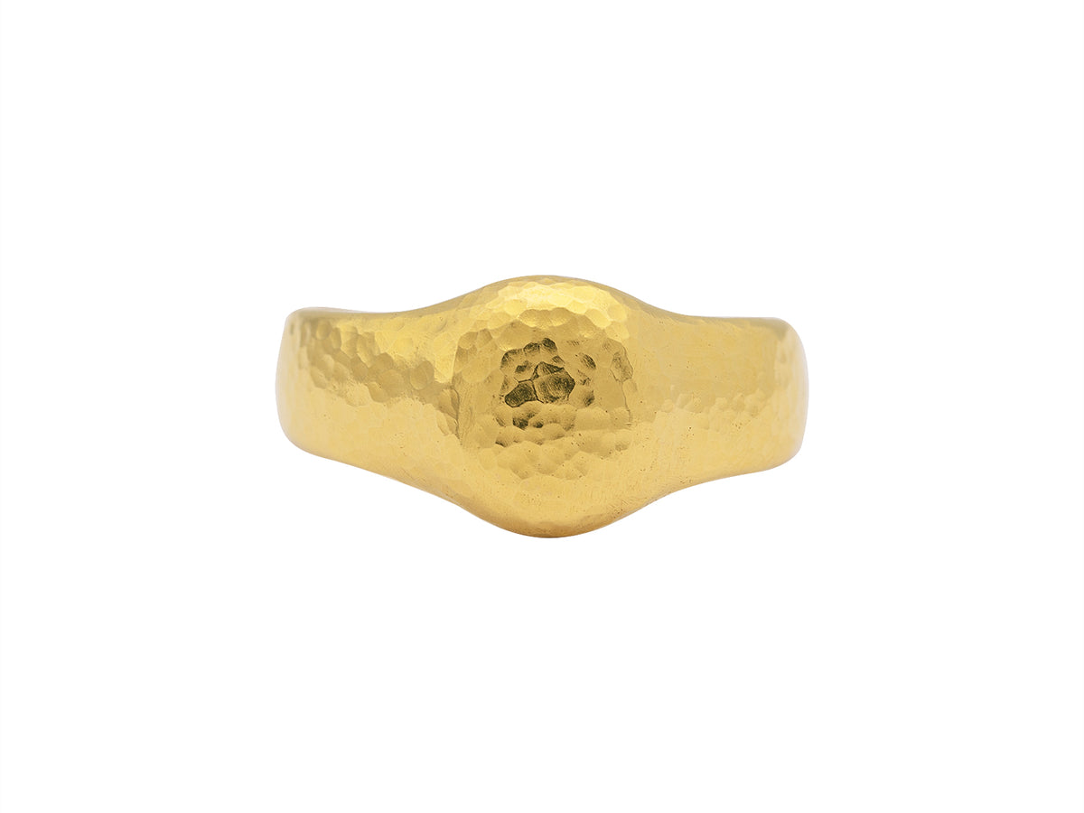 GURHAN, GURHAN Mens Gold Signet Band Ring, Small Round, with No Stone