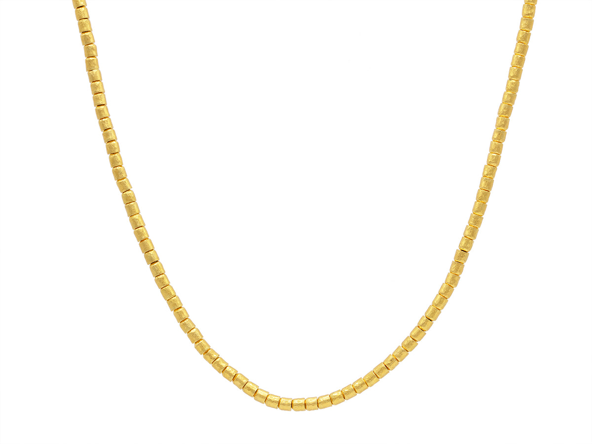 GURHAN, GURHAN Mens Gold Single Strand Short Necklace, 3.5mm Hammered Beads, 20" Long, with No Stone