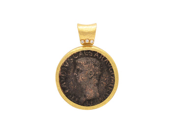 GURHAN, GURHAN Mens Gold Pendant Pendant, 27mm Round, with Coin and Diamond