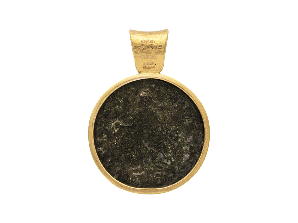GURHAN, GURHAN Mens Gold Pendant Pendant, 26mm Round, with Coin and Diamond